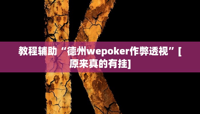教程辅助“德州wepoker作弊透视”[原来真的有挂]
