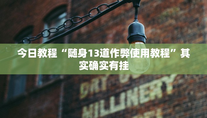 今日教程“随身13道作弊使用教程”其实确实有挂