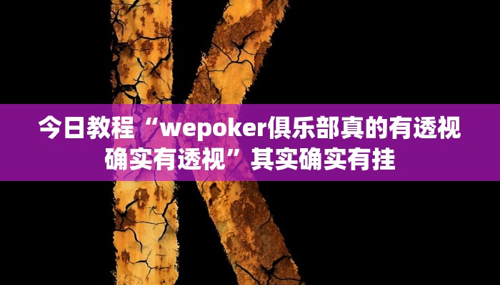今日教程“wepoker俱乐部真的有透视确实有透视”其实确实有挂