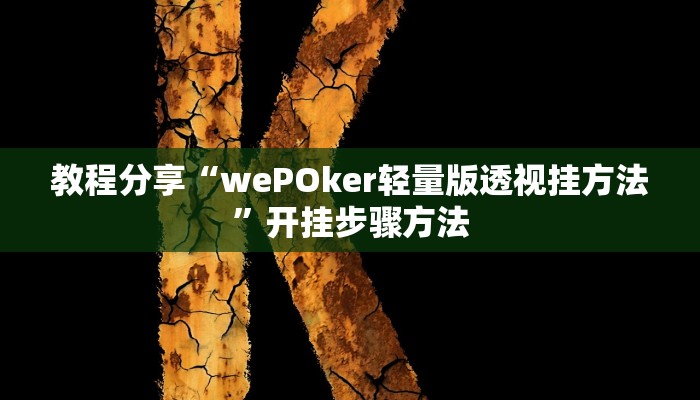 教程分享“wePOker轻量版透视挂方法”开挂步骤方法